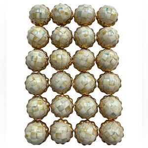 Set of 4 Mackenzie-Childs Petit Parchment Check Knobs Small